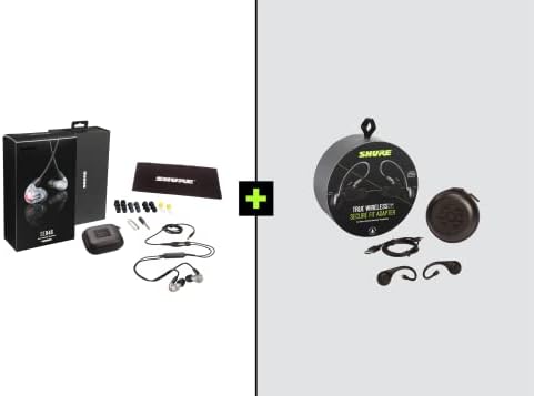 Shure AONIC 8 True Wireless накрайници за уши Пакет with SE846 Sound Isolating Earphones + RMCE-TW2 Bluetooth Adapter, Hi-Def Sound + Natural Bass, Четири на водача, са на Безопасно кацане в ухото, Трайно качество - Clear