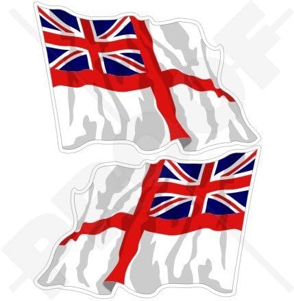 Британските КРАЛСКИ ВОЕННОМОРСКИ ФЛОТ на който да се вее Флаг на Военноморска Бяло Знаме Великобритания 3 (75 мм) Винилови Стикери, Етикети x2