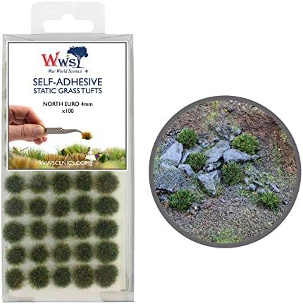 War World Scenics Self Adhesive Static Grass Tufts x 100 – North European, 4mm – Model Railway Wargame Scenics