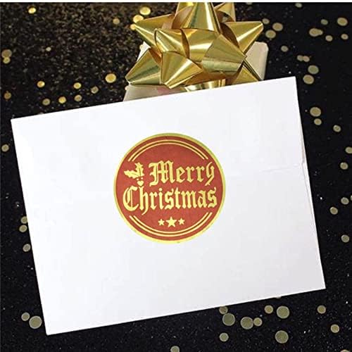 5 Рула 500 бр./ролка Весела Коледа Етикети Позлатени Етикети Подарък кутия шоколадови Бонбони, Домашно приготвени