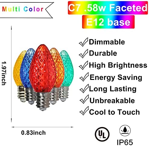 Трайни 25 коледни комплекти крушки led C7,E12 Разнообразни Цветни Лампи за Външна украса (разноцветни)