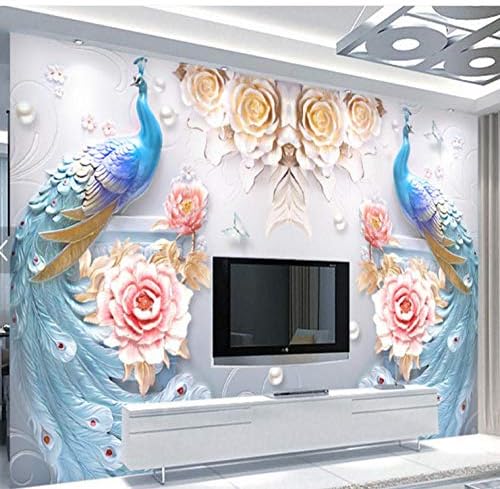 3D Тапети Wandbild Цвете Паун Тапети Фотообои за Хола ТЕЛЕВИЗИЯ Фон на Стената Книги За Изкуството Декор