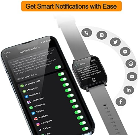 Eurans Smart Watch, Пълен Сензорен Екран Smartwatch, Фитнес Следи с Пульсометром и SpO2, IP68 Водоустойчив Крачкомер Часовници за Жени, Мъже е Съвместим с iOS и Android Телефони
