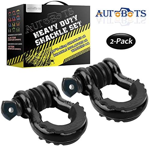 AUTOBOTS Shackles 3/4 (2 Pack), D Ring Shackle 45,000 Мз Max Break Strength with 7/8 Пин & Isolator Washers