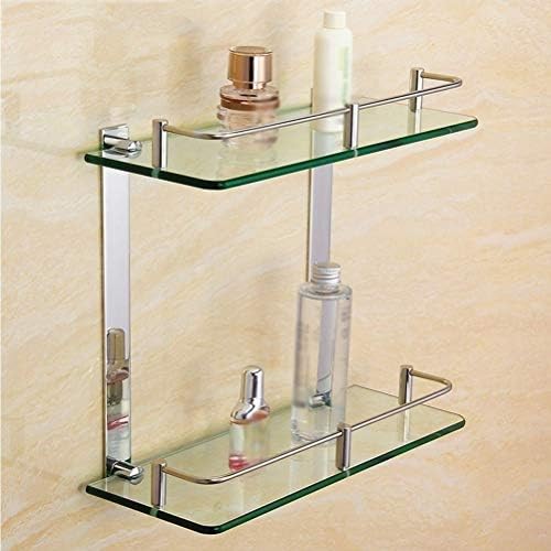 zwj Shower Caddy Срок Temperated Glass Срок Bathroom Shelfs Rail with Wall Mounted 23 Inches 2 Tiers Space Aluminum Drilling xindekaishiTC1111 (Size : 600 мм)