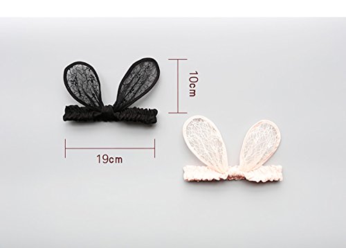2-Pack Easter Bunny Headbands Rabbit Ears Дантела Еластични Bow - Stretch Headbands for Baby Girls - Сладък Бъни Ear Hairbands for Newborn,Toddler and Children (2 цвята)