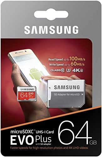 Samsung 64GB microSD EVO Plus Series 100MB/s (U3) Micro SDXC Карта с памет с адаптер (MB-MC64GA) (2 опаковки)