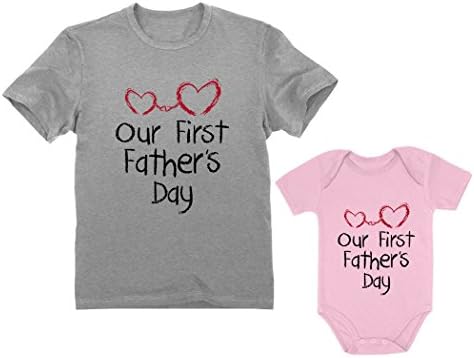 Our First Father ' s Day Dad & Baby Matching Set Детско Боди и Мъжки t-shirt