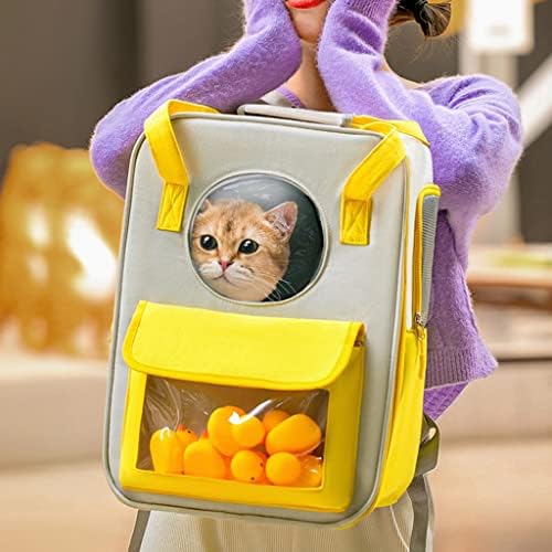 RuiMingHome Dog Пакети Пет Backpack Large Capacity Дишаща cat Backpack Carrier Dog Carrier Backpacks Portable for Outdoor Travel котка Bag pet Carrier (Цвят : жълт размер : 11.8 * 7.9 * 14.1 инч)