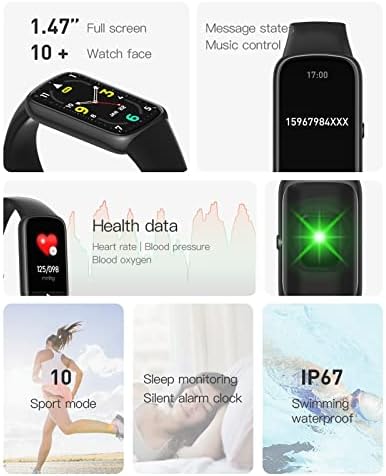 hhscute Smart Watche,1.47 Пълен Екран Женски Умни Часовници, Умен Часовник за Android Телефони Лек Дизайн-Спортни Часовници, Подаръци за татко (черен)
