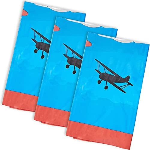 Juvale Airplane Plastic Rectangle Party Table Cloth Cover (3 опаковки)