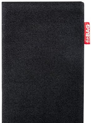 fitBAG Rave Black Custom Tailored Sleeve for Nokia 6.2 | Произведено в Германия | Fine Suit Fabric Pouch
