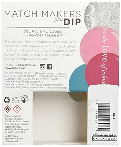 Cuccio Color Matchmakers Plus Нокти Dip - Подбор на маникюр-педи с безупречна координация между - Цветен лак и цветен фурнир с гел - лак от един цвят - Gaia - Large-Комплект от 3 теми