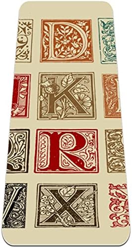 Siebzeh Vintage Ornamental Capital Letters Premium Thick Yoga Mat Eco Friendly Rubber Health&Fitness Non Slip Mat for All Types of Exercise Yoga and Pilates (72 x 24 x 6 мм)