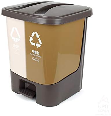 UPIT 5.3 gal Divided Recycling Step Trash Can with Detachable 2-Components Separated Garbage Bin Wastebasket