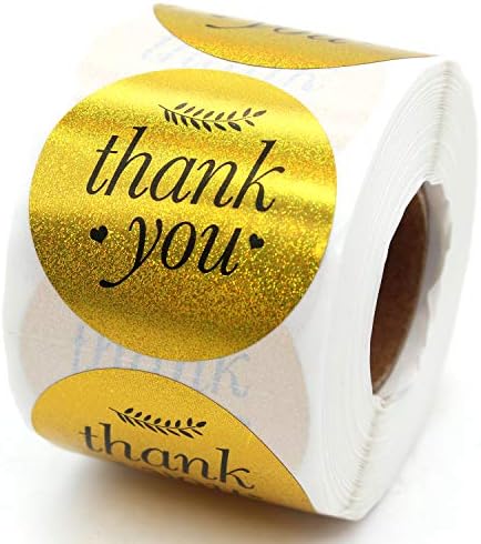 Thank You Sticker, Small Shop Sticker, Small Business, Packaging Sticker, Real Gold 500 PCS, 1.5 inch,-Vintage