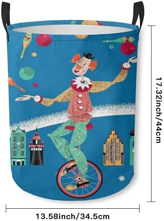 Кошница за багаж,Клоун На unicycle Жонглира с Топки у Дома, На Фона На ретро Модела,Сгъваема Голяма Кошница