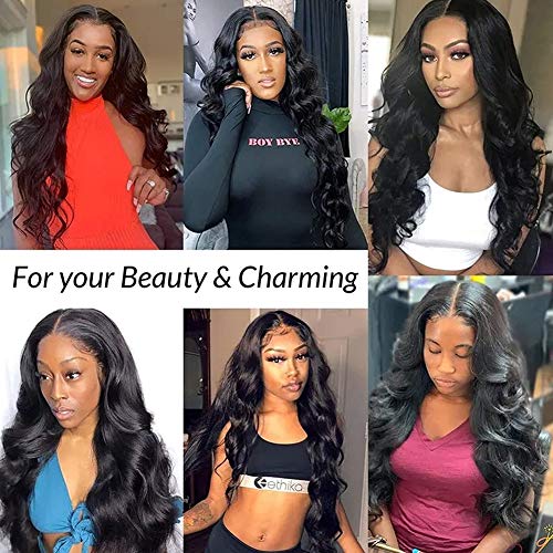 T Part Дантела Wigs Human Hair Brasil Body Wave Lace Front Wigs for Black Women 18 Inch 150% Density Middle Part Lace Front Wigs Human Hair Pre Plucked with Baby Hair Body Wave Wigs Black Color