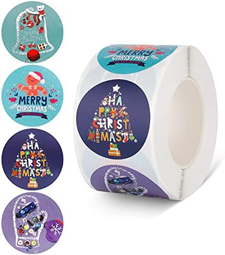 AIEX 500pcs 1.5 inch Весела Коледа Stickers, Self-Adhesive Envelope Stickers Presents Decorative Sticker