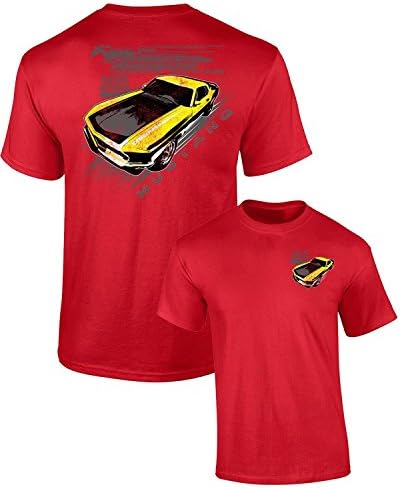 Ford Mustang Vintage Yellow Boss 302 Adult T-Shirt Отпред и Отзад