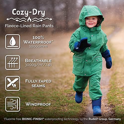 JAN & JUL Kids' Waterproof Cozy-Rain Dry/Snow Pants, Подплата отвътре
