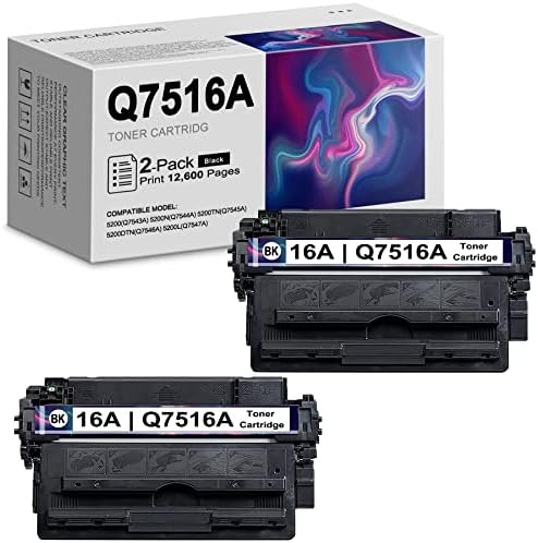 2-Pack Черен 16A | Q7516A Съвместим тонер касета Заместител на HP 5200 5200N 5200tn 5200dtn 5200L Принтери - by STRONTONER