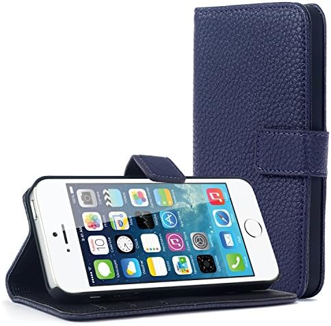 Omang iPhone 5S Калъф Кожен Портфейл Магнитна Закопчалка ПУ Кутията с Слота За Карти Флип Стил на Притежателя