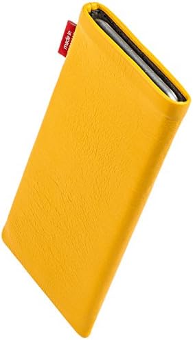 fitBAG Beat Yellow Custom Tailored Sleeve for Wiko View 4 | Произведено в Германия | Fine Nappa Leather Pouch Case Cover with Microfibre Подплата for Display Cleaning