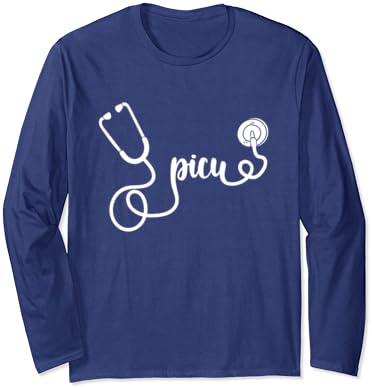 PICU Stethoscope - PICU медицинска сестра Gift For Pediatric медицинска сестра Long Sleeve-T-Shirt