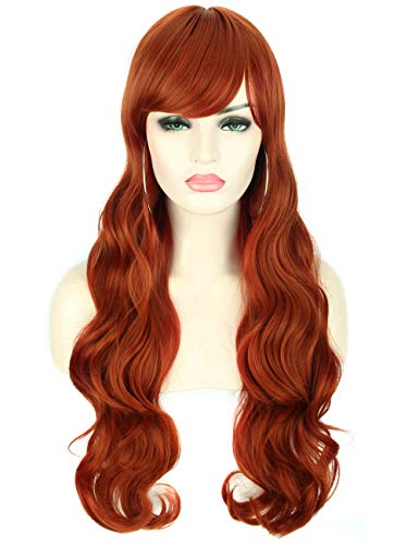 Sotica 28 Дълги Вълнообразни Къдрава Специални изкуствена Коса, Перуки за Жени Топлоустойчива Фокс Червени