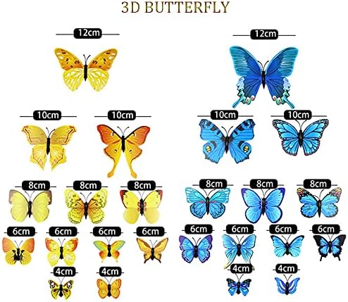Пеперуда Стикери За Стена, 3D Пеперуди Подвижни Стикери За Стена Стенописи 24ШТ Цветни Пеперуди Изкуството