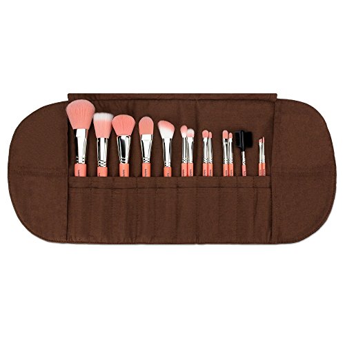 Bdellium Professional Tools Makeup Brush Розов цвят Bambu Series - Комплект 14шт. Комплект четки с Рулонным Чанта