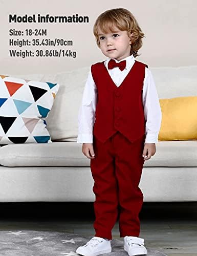 A&J DESIGN Baby Toddler Boys Gentleman Suit Set, 3шт Екипировки Риза и Жилетка и Панталони