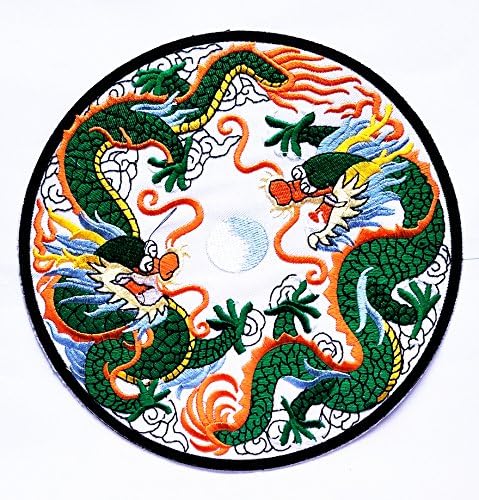 HHO Big Jumbo White Circle Chinese Dragon Fantasy Animal Yin Yang Motorcycles Biker Logo patch Яке T-shirt