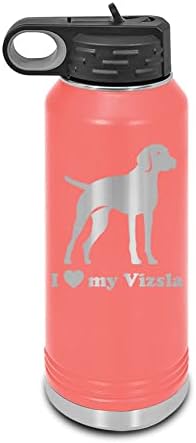 I Love My Vizsla Laser Graved Water Bottle Customizable Polar Camel Stainless Steel Many Colors Sizes with Straw - hungarian - 32 oz Custom - Red