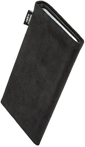 fitBAG Classic Black Custom Tailored Sleeve for Apple iPhone 8 / SE 2 (2020) | Произведено в Германия | Калъф от естествена алькантары с подплата от микрофибър за почистване на дисплея