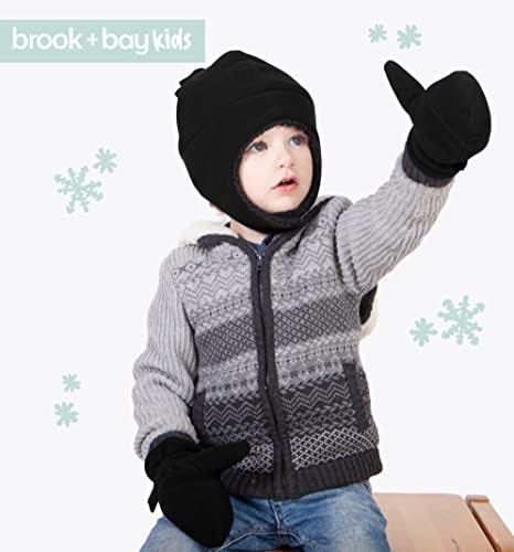 Baby & Toddler Sherpa Облицовани Fleece Зимна Шапка & Mitten Set - Warm Snow Trapper Pom Шапка & Gloves