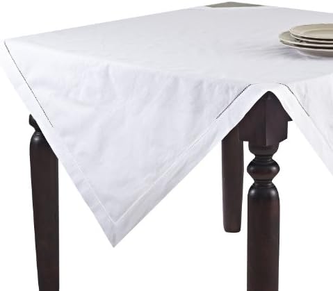 SARO LIFESTYLE Classic Design Hemstitched Blend Table Linen, 36, Бял