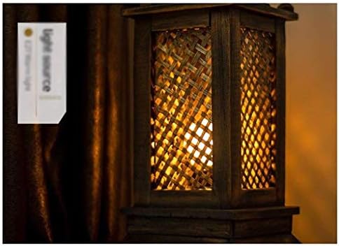 SSMDYLYM Настолна лампа，Масивна дървена настолна лампа Юго-Източна Азия Спалня Творческа Нощна лампа Ретро Прост Ръчно изработени Бамбуковое Тъкане на Четирите ъгъл