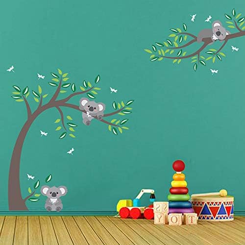 decalmile Koala и Разклонение на Дърво Стикери За Стена водни Кончета Коала Деца Стикери За Стена Детски Детски Детски Спалня Декор на Стените