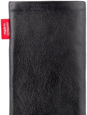 fitBAG Beat Черно Обичай Ръкав за Huawei Nexus 6P. Тънка кожена чанта Nappa с Вградена подплата от микрофибър за почистване на дисплея