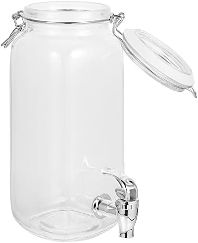 DOITOOL Прозрачна стъклена Опаковка за напитки С Вода от Неръждаема стомана, 2Л Стъклена Опаковка за Напитки