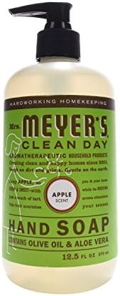 Течен сапун за ръце Mrs. Meyer's Clean Day, Безмилостен и биоразлагаемая Формула за измиване на ръце с етерични масла, Ябълков аромат, 12,5 грама - Опаковка от 3