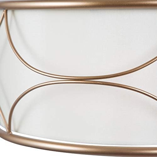 Optimant Lighting Gold Drum Chandelier, 3-Light Modern Pendant Lighting Fixture for Dining Room, Bedroom,