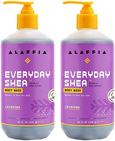 Alaffia всеки ден Shea Body Wash, Лавандула 16 FZ (опаковка от 2 броя)