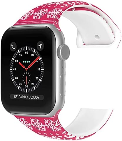 HYHMXB Chic Сладко Коледно Pattern Watch Bands е Съвместим с Apple Watch 38mm 40 41 mm M/L, Мек Силикон Гривна Каишка за Момичета Жените iWatch SE & Series 7/6/5/4/3/2/1 (Романтична Сняг)