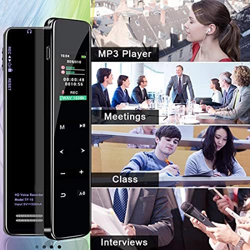 Цифров Диктофон, 16GB Touch Screen и Voice Activated Recorder for Lectures/Meetings/Class, Stereo 1536kbps HD-Аудио Записващо Устройство с два Микрофона - Акумулаторна