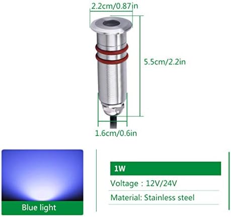 DGYZ Погребан Лампа, Led Открит Водоустойчива IP65 Вградения Подводен Прожектор, 1 W Двор Тревата Светлина Ниско напрежение 12V24V (цвят : Синя светлина-12V, размери : брой на: 18