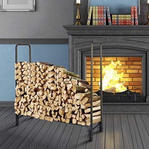 ZENY Firewood Rack Log Rack 4ft Камина Списание Притежателя на Превозвача Закрит и Открит Дървени Рафтове За Съхранение на Превоз за Печки на Пожар Ями