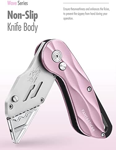 FANTASTICAR Розово Сгъваем Нож Кутия Нож и 100 Остри Ножове с Дозатор